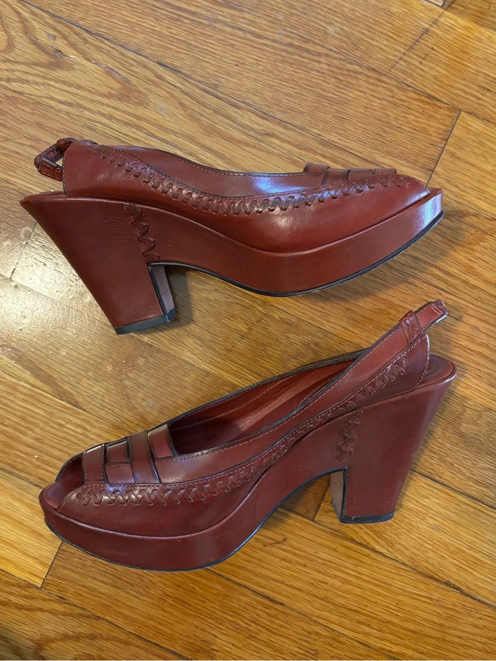 Frye leather Slingback Platform peep toe Heels